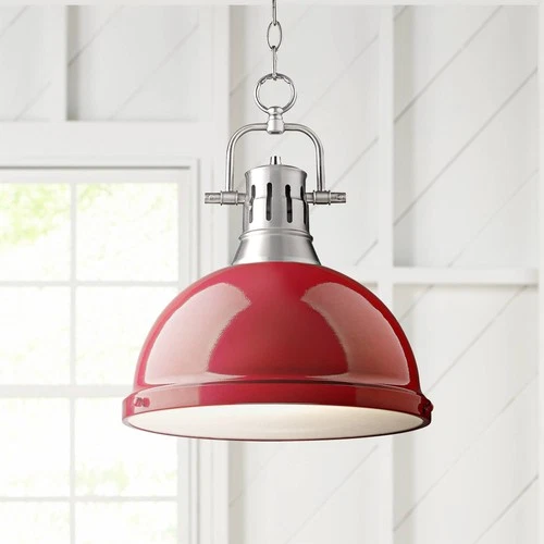 Duncan Pewter 14" Wide Contemporary Red Pendant Light - Picture 1 of 4