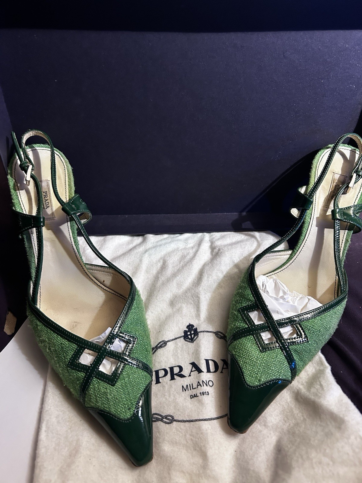 Vintage PRADA Sling Back Kitten Heels Size 37.5
