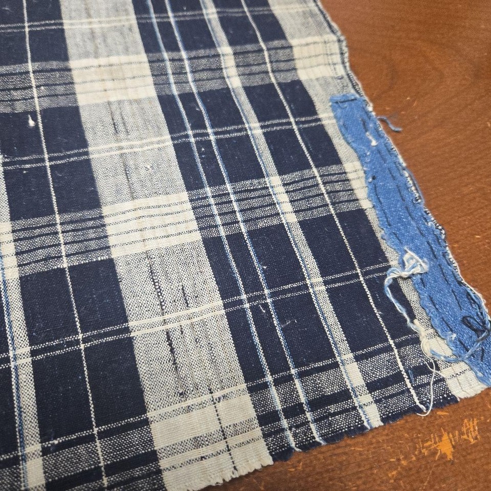 Indigo Cotton Patchwork Fabric Grid Check Handloom Indigo Dye Reuse | eBay