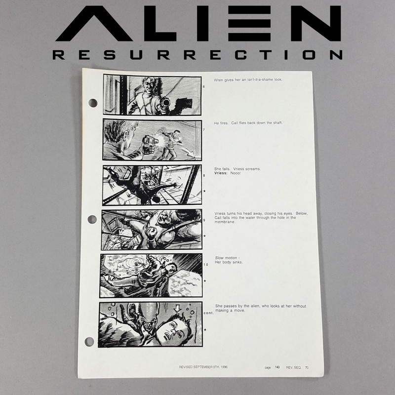 Image 12 of Alien: Resurrection - Production Used Storyboard, Wren shoots Vriess, Movie Prop