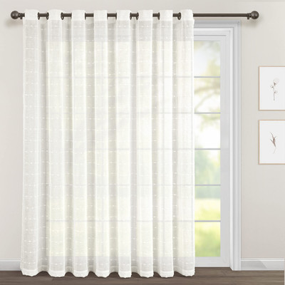Lush Decor Farmhouse Textured Grommet Sheer Window Curtain Panel Single Panel