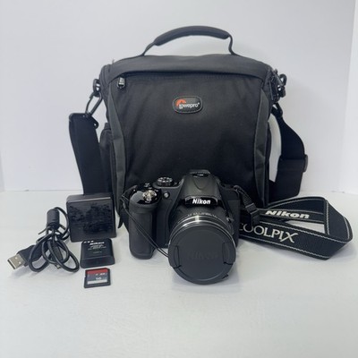 Nikon COOLPIX P600 16.1MP Digital Camera Black 60x Zoom Wi-Fi Bundle Tested EUC