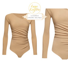 The Gathered Cache Coeur Body By Wolford S Small Cafe Au Lait Draped Long Sleeve