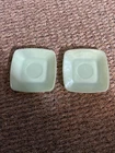 2 VINTAGE FIRE KING JADEITE GREEN SAUCERS 5 3/8" x 5 3/8", No Cracks Or Chips