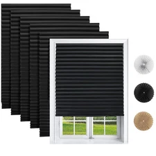 6 Pack Temporary Blinds, Pleated Blinds for Indoor Windows Cut to Size Adhesi...