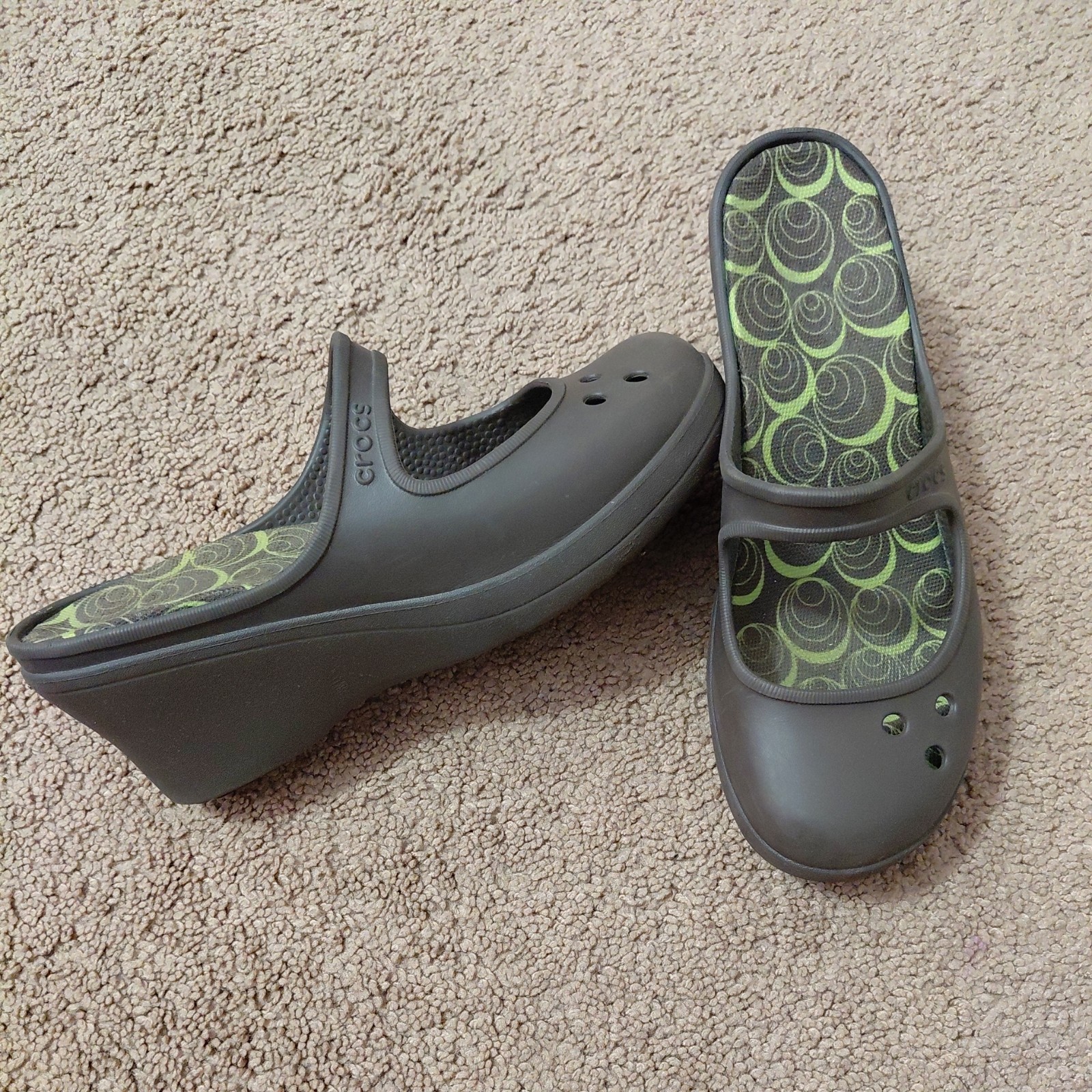 Crocs Frances Women's Mary Jane Wedge Heels Slip On Clogs Mules - Size 10