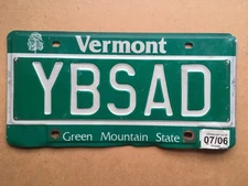 Why Be Sad? Vermont Vanity License Plate YBSAD Vintage Read The History Notes!