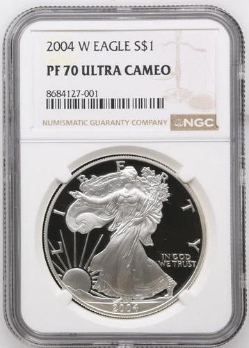 2004 W Proof American Silver Eagle NGC PF70 UCAM Brown Label - A621