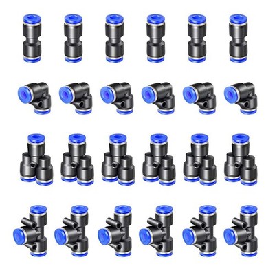 24 Stück Pneumatic Push to Connect Fittings, Pneumatische Armaturen Kit Split...