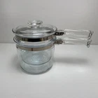 Vintage PYREX Glass Double Boiler 6283-L 6283-U 1 1/2 Quart QT + Lid Flameware