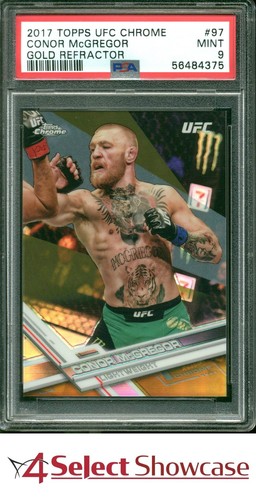 2017 TOPPS UFC CHROME GOLD REFRACTOR #97 CONOR McGREGOR #/50 POP 14 PSA 9
