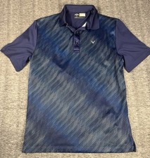 Callaway Polo Shirt Mens Small Navy Striped Opti-Dri Performance Golf Logo