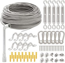 50M String Light Hanging Kit Outdoor Garden Wire Climbing Plant Fence Wire Rope