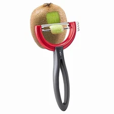 Moha Reversible Rotating Fruit Peeler with Zester - Red, Gray