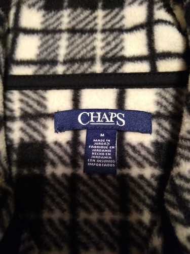 Chaps Full Zip Fleece Black White Check Plaid Vest Women's Size Medium Soft - Picture 3 of 9