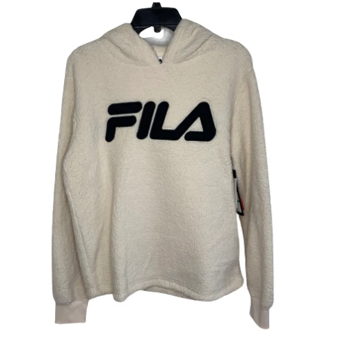 OFF WHITE FILA Felpa donna pile sherpa logo scritto manica lunga maglione panna grande