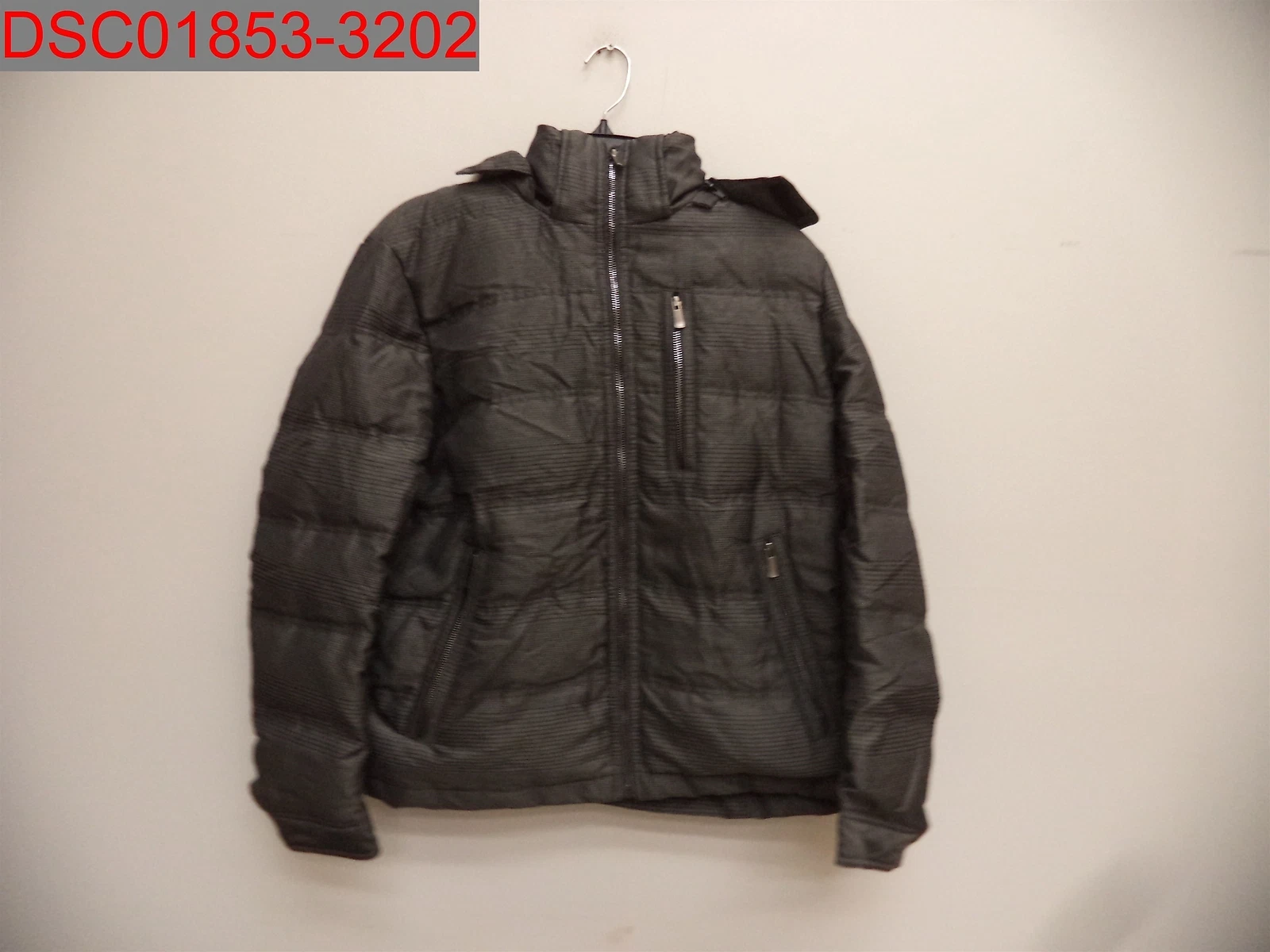 NWOT - Renoma Homme Men's Black/Grey Puffer Jacket with Removable Hood, Size XL