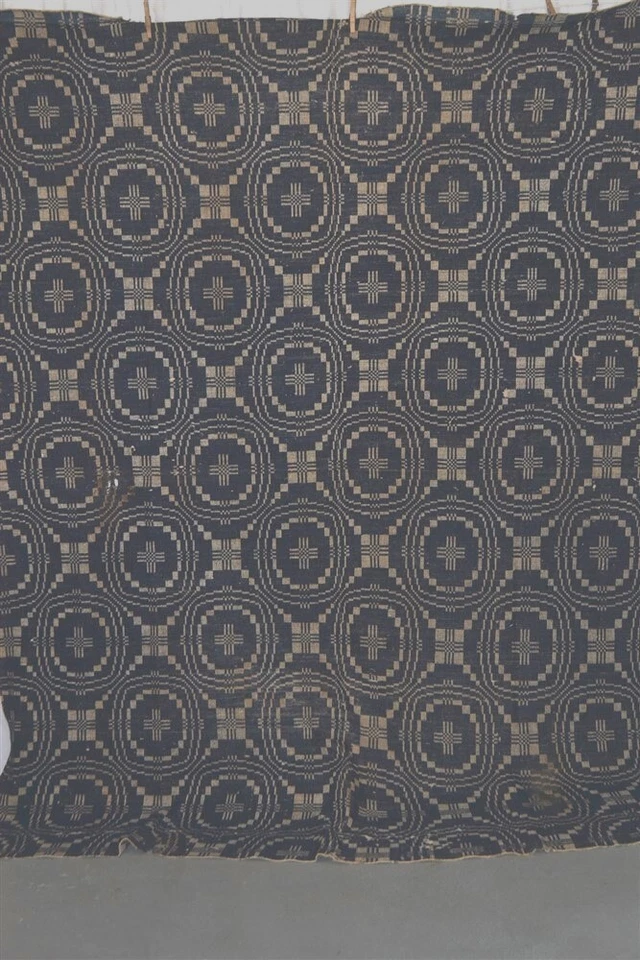 antiguo cobertor de 1800 azul índigo 80x90 costura central original  Foto 2 de 4