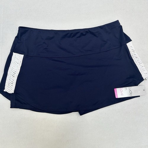 Gonna pantaloncino tennis pickleball Lucky In Love nuova con etichetta blu navy accenti bianchi taglia XL/16 - Foto 5 di 7