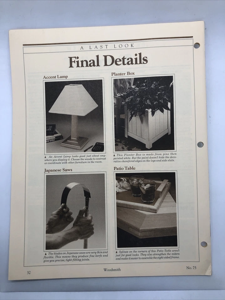 Woodsmith #75 - June 1991 Unique Eight-Sided Patio Table, Accent Lamp, Sawhorse - Image 4 of 4