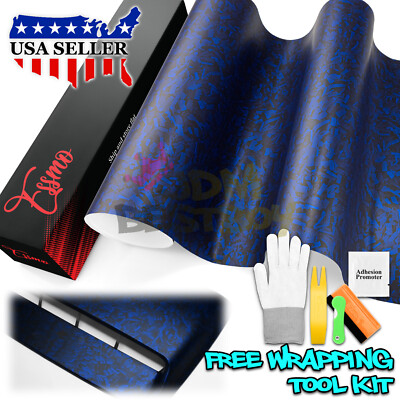 ESSMO PET Marble Forged Matte Carbon Fiber Royal Blue Car Vehicle Vinyl Wrap