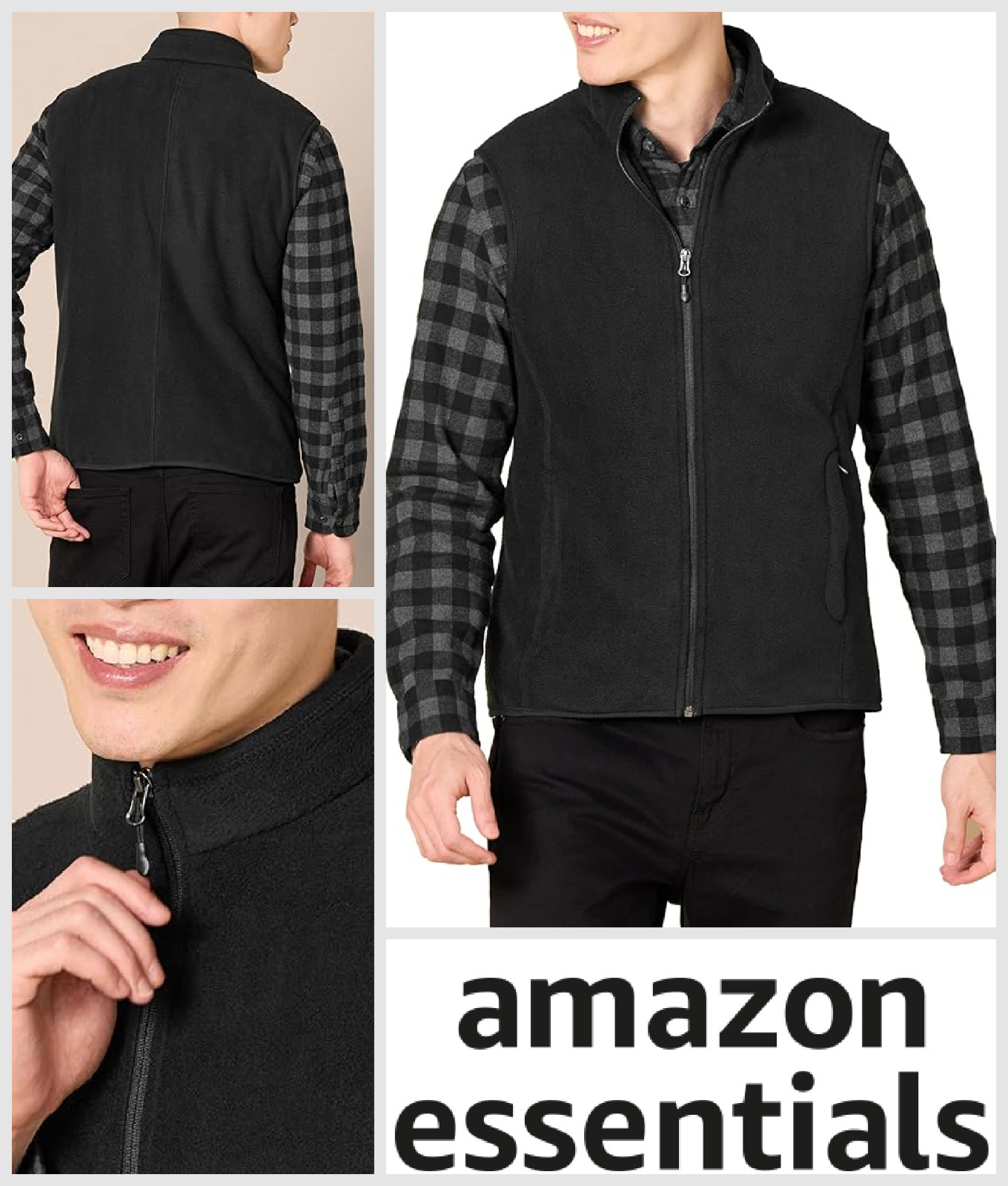 Chaleco calentador de cuerpo Amazon Essentials Gillet para hombre talla S polar polar polar - negro