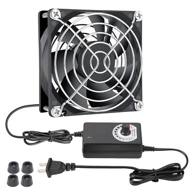 80mm Small Computer Fan with AC Plug, 110V 120V 220V 240V Fan with Speed Control