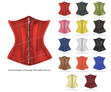Heavy Duty 26 Double Steel Boned Waist Training Leather Underbust Shaper Corset