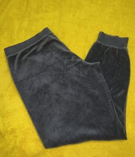 VINTAGE Juicy Couture Black Label Navy Black Velvour Joggers sz Large