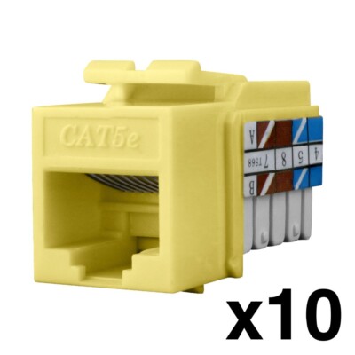 Construct Pro RJ45 Cat5e Keystone Jack (Yellow, 10-Pack)