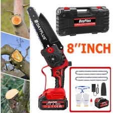 Cordless Chainsaw 8'' inch Electric Handheld Outdoor 3800W Chain Saw Wood Cutter