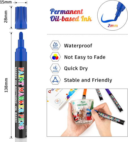 Paint Markers Pens, 12 Colors Oil-Based Waterproof Fancy Paint Markers, Quick - Picture 3 of 12