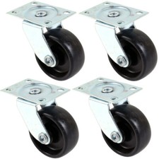 4 x Nylon Swivel Castor Wheels 40mm Set Small Heavy Duty Black Trolley Rollers