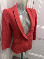 Smythe Red Linen Blazer  Sz Us 8 Uk 12