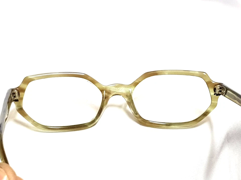 VTG HEXAGONAL FRAMES EYEGLASSES AL CHERI Nice GLASSES FRANCE GREEN MARBLE 48/20 - Image 4 of 4