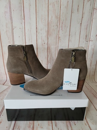 Waterproof Dark Taupe Suede Ankle Boots 