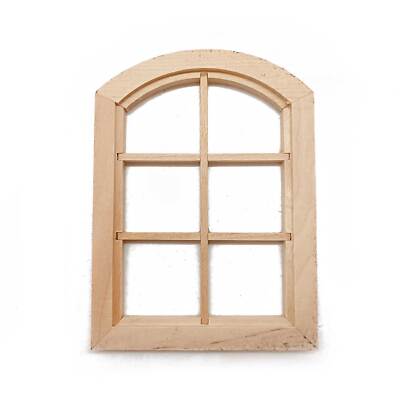  Dollhouse Furniture Wooden Arc Top 6 Pane Window 1:12 Miniature DIY Model
