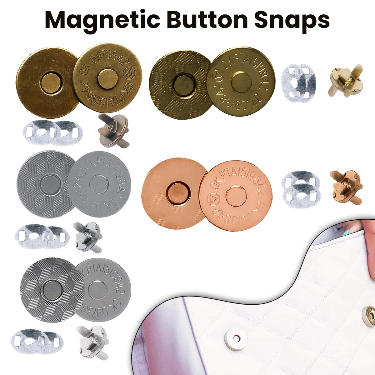 Magnetic Snap Clasp Button Fasteners for Accessories Handbag Leathercraft  Purses