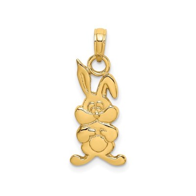 14k Gelbgold Hase Anhänger Cartoon Hase Charm für Frauen Ostern Schmuck
