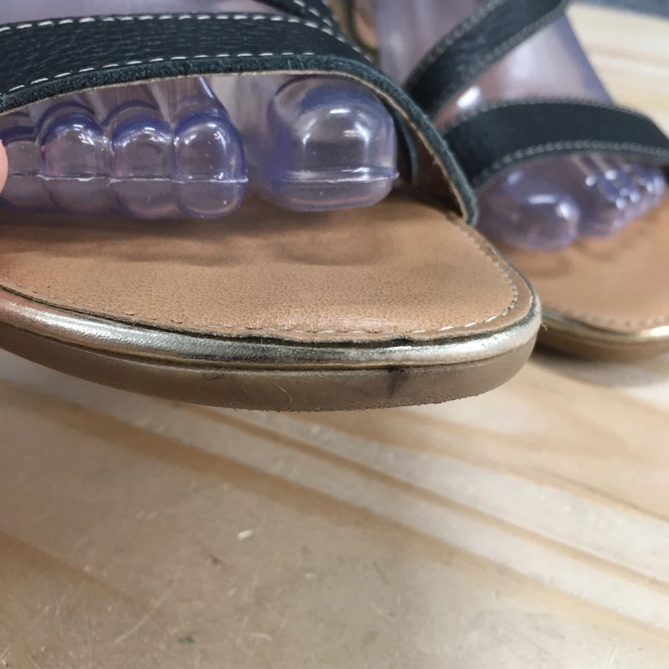 Sandalia Coach And Four para mujer 11 negra Columbia con tiras de cuero con cuña Foto 4 de 4