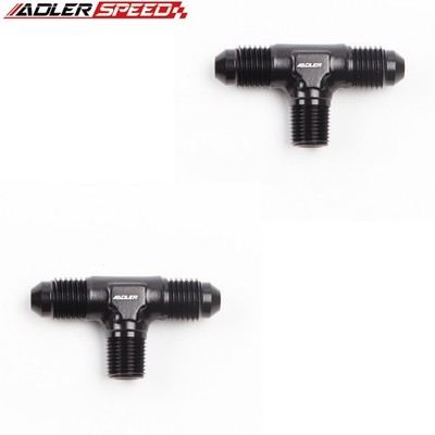 ADLERSPEED 2PCS AN4 to AN-4 Male to 1/8 NPT Tee T-piece Fitting Adapter Black