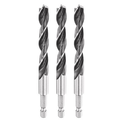 3pcs Brad Point Drill Bit 10mm (25/64'') Dia 1/4'' Hex Shank Wood Drill Bits