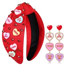 Valentine's Day Headband for Women - Love XOXO Heart Jeweled Conversation Hea...
