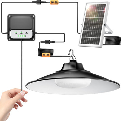 Solar Shed Light Indoor Outdoor, 2000LM Daytime Available Pendant Light with Pul