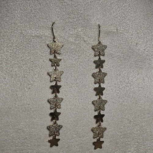 Elegant Gold-tone Star Dangle Earrings With Sparkling Textured Charm For Any...