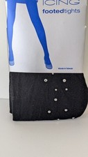 Icing Black Footed Tights With Accent In M/L