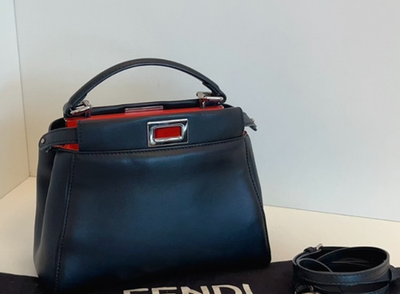 Fendi peekaboo mini Top Handle Shoulder Crossbody Bag Women Black