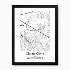 Olgiate Olona,Italia Mappa Minimalista Incorniciata Wall Art Poster Stampa su Tela Quadro