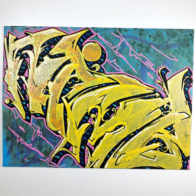 #ad Original Graffiti Style Art NIMBUS 12x9 Canvas Panel Acrylic Painting OOAK $21.00