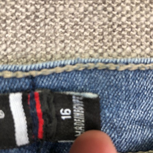 Akedemiks Shorts Boys 16 Blue Denim Star Print Distressed Mid Rise Medium Wash - Picture 6 of 9